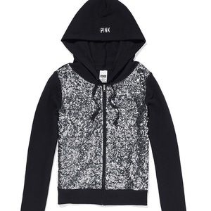Victorias Secret Pink GRAPHIC SEQUINS  Hoodie szS